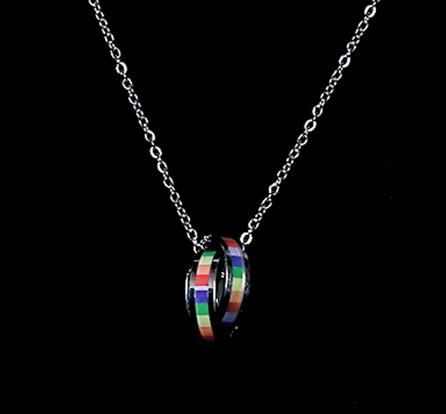 Rainbow Pride Couple Necklace in Titanium Steel