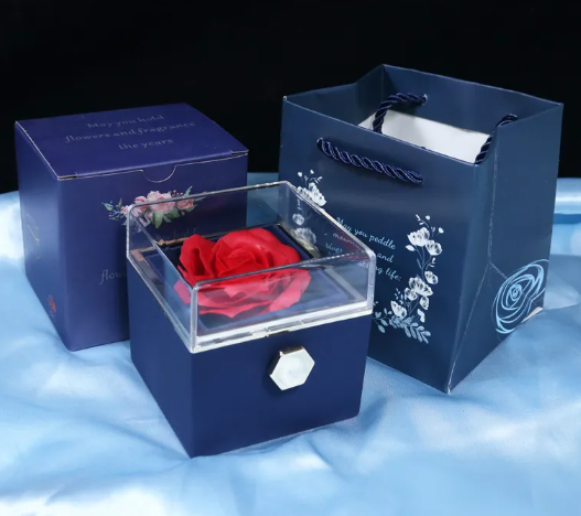 Rotating Rose Gift Box with Jewelry Holder
