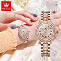 Stylish Quartz Women's Watch with Diamond-Studded Band